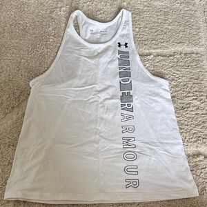 Under Armour White Sleeveless Top with Black Logo